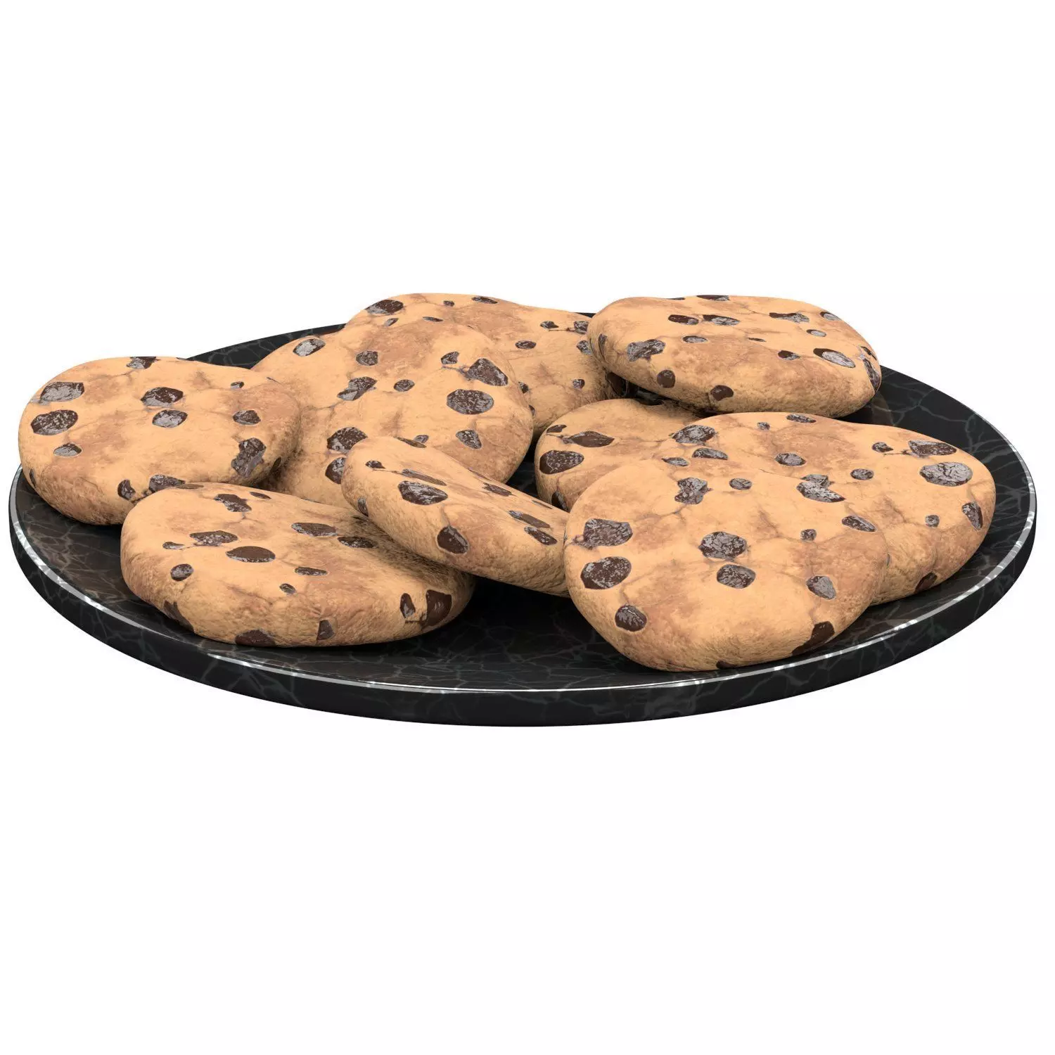 Soft cookie with chocolate chunks Low-poly 3D model_2