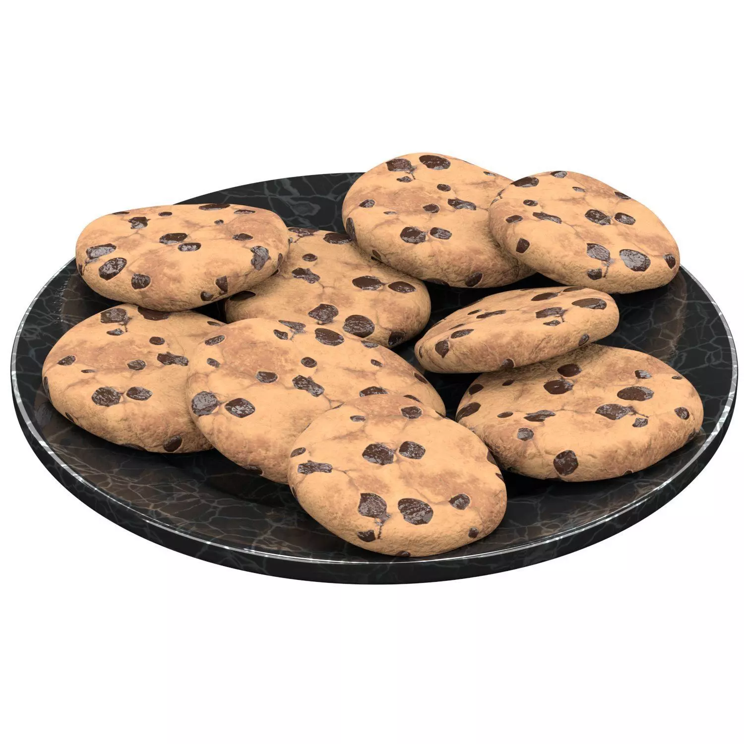 Soft cookie with chocolate chunks Low-poly 3D model_3