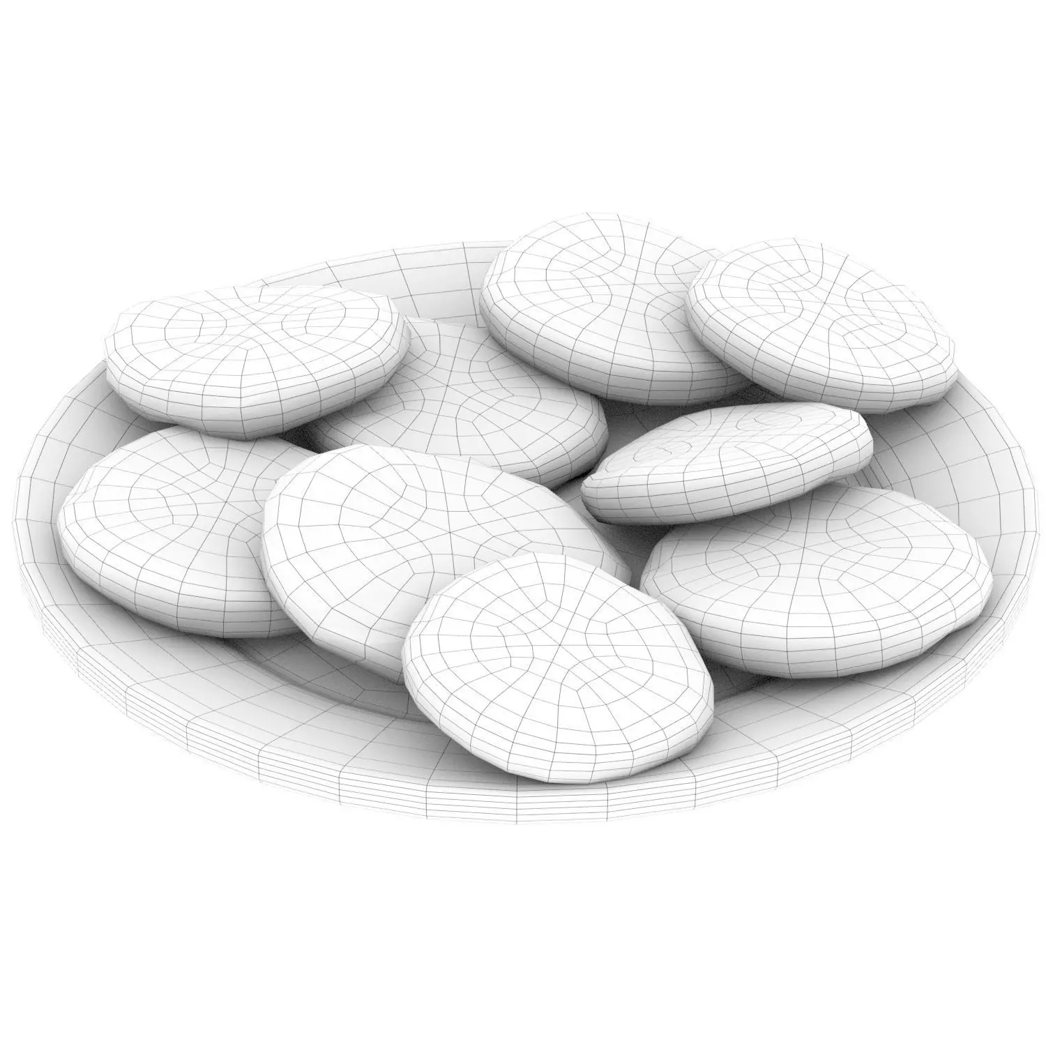 Soft cookie with chocolate chunks Low-poly 3D model_4