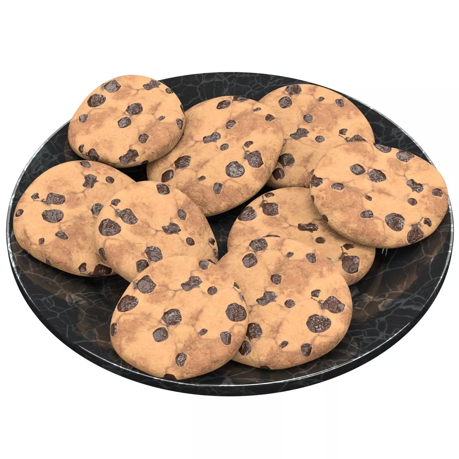 Soft cookie with chocolate chunks Low-poly 3D model_1