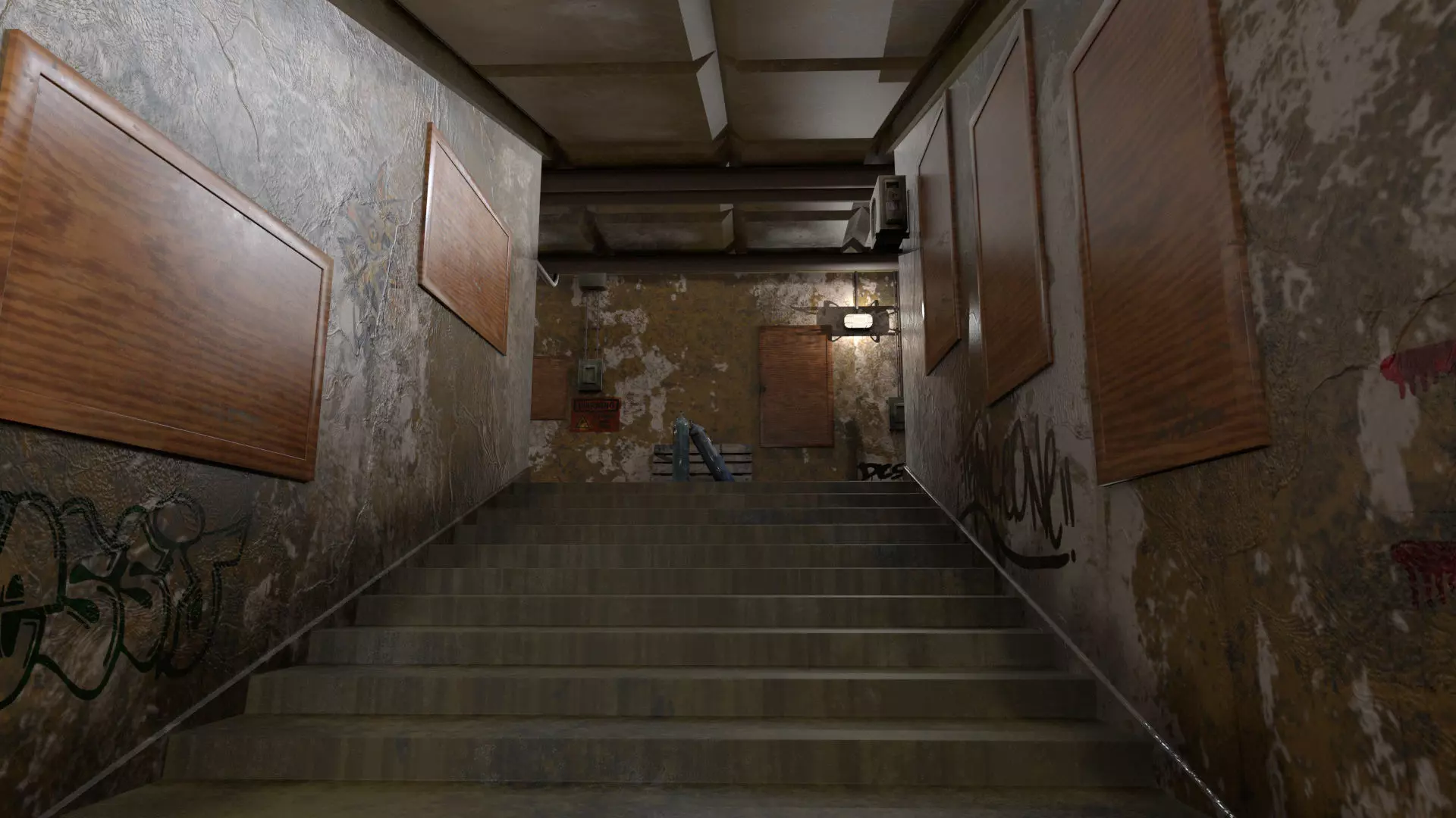 Old Corridor Level-3 Low-poly 3D model_10