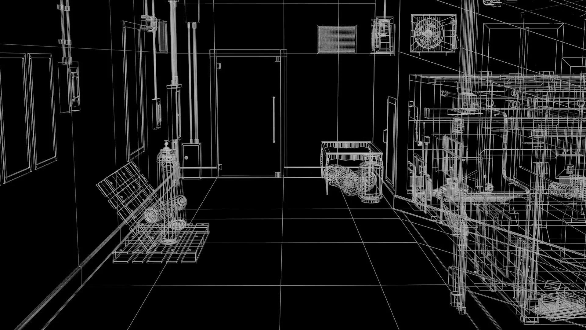 Old Corridor Level-3 Low-poly 3D model_16