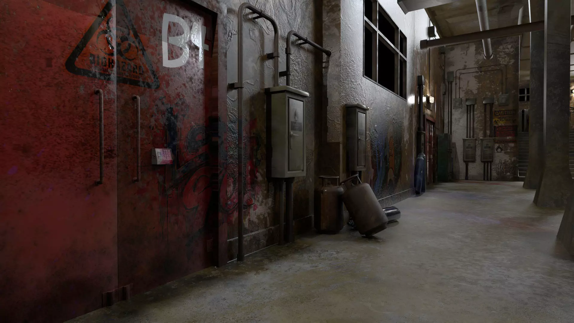 Old Corridor Level-3 Low-poly 3D model_4