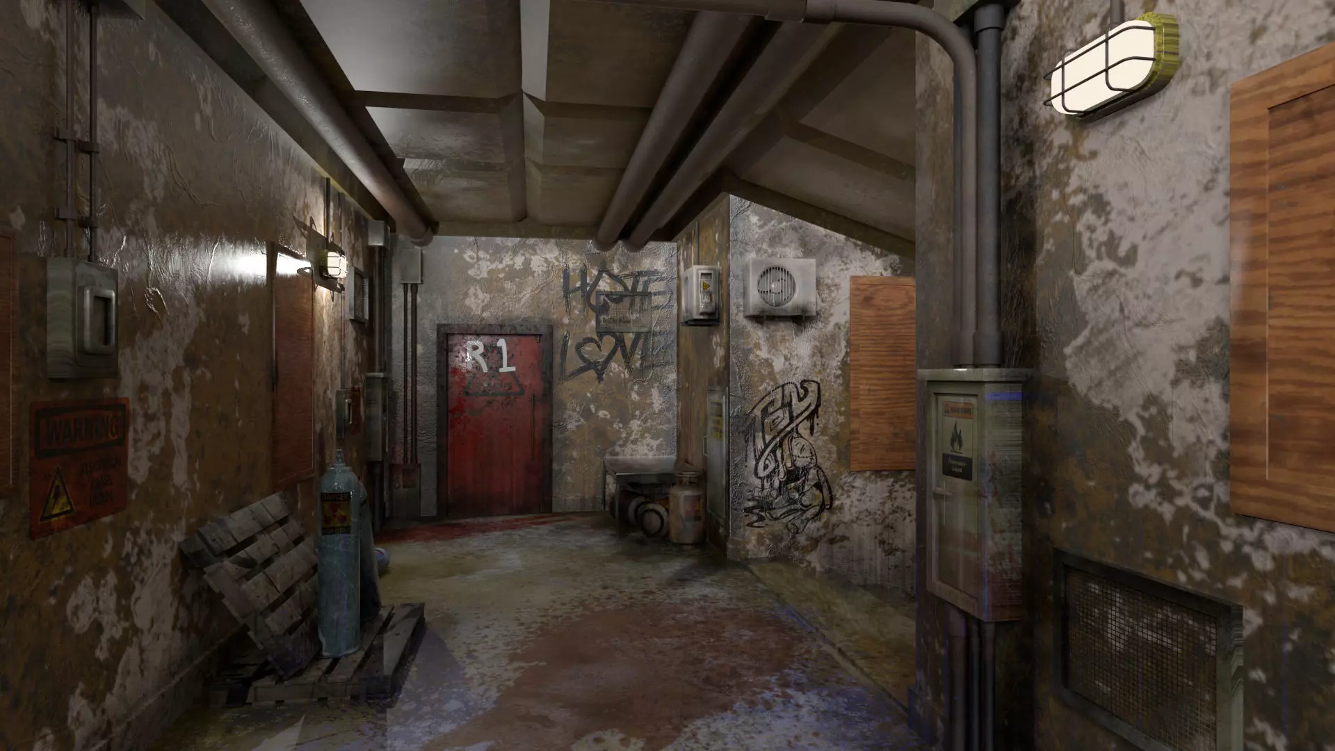 Old Corridor Level-3 Low-poly 3D model_7