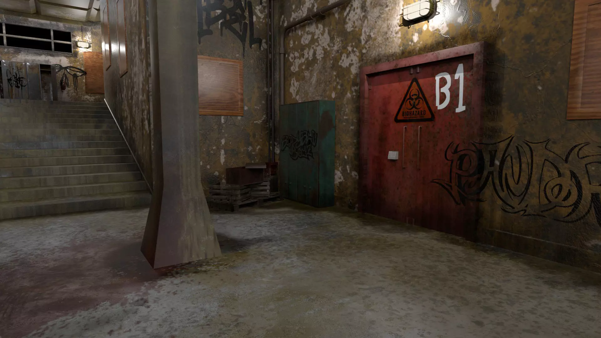 Old Corridor Level-3 Low-poly 3D model_1