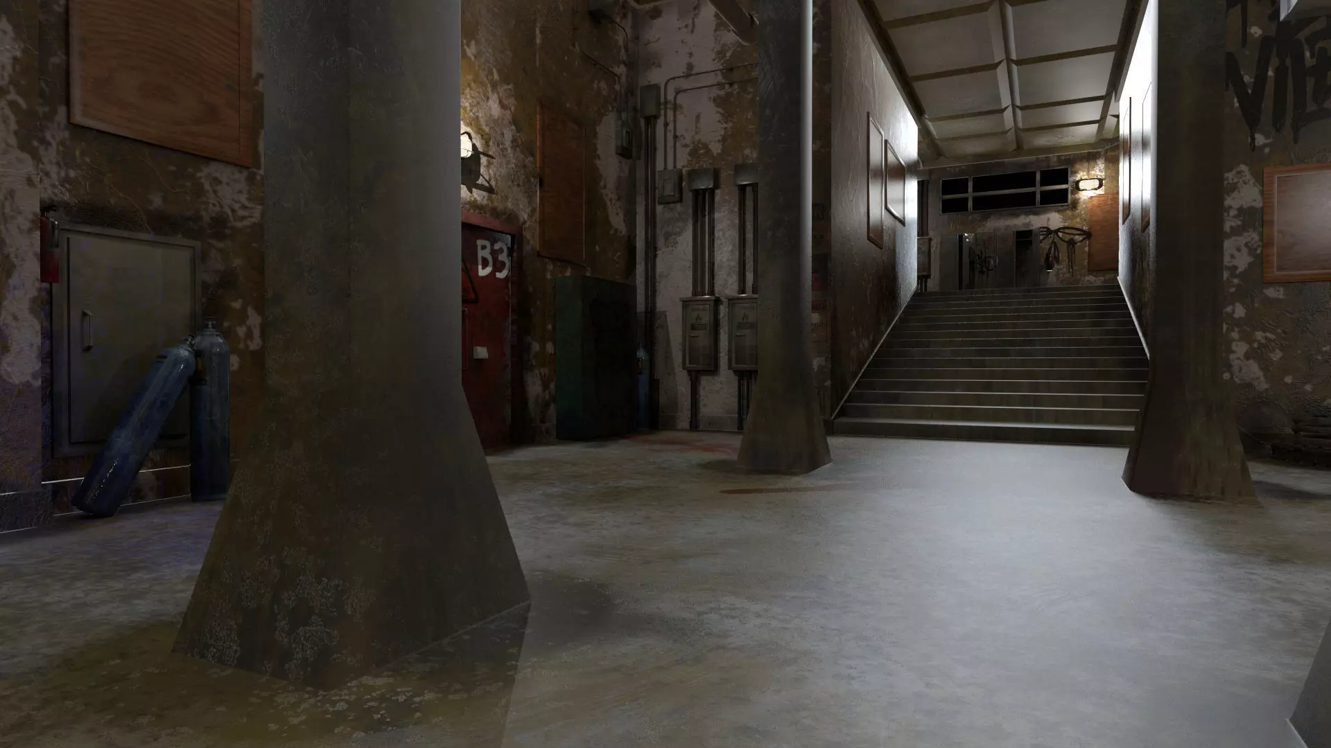 Old Corridor Level-3 Low-poly 3D model_13