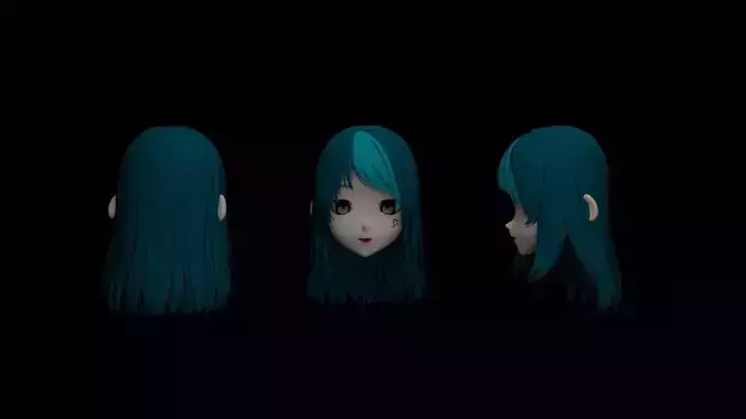  Hair model Soft Flow Bob  Anime Style Low-poly 3D model