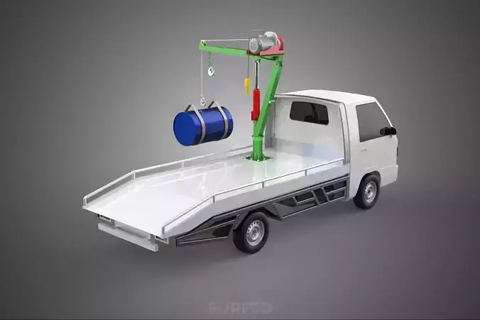 ELECTRIC LIFTING CRANE WINCH HOIST JIB DRUM BARREL PICKUP TRUCK 3D model