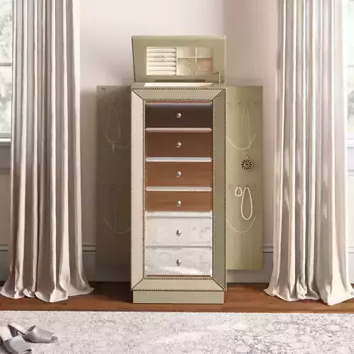 Jewelry Armoire with Mirror and Side Doors