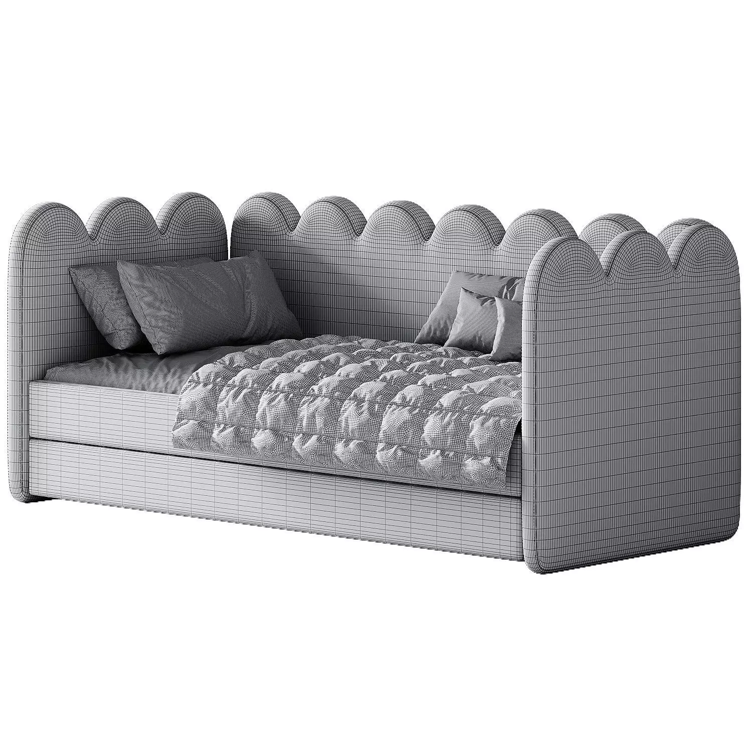 Childrens bed Tabby 90 Velvet Blue 3D model_2