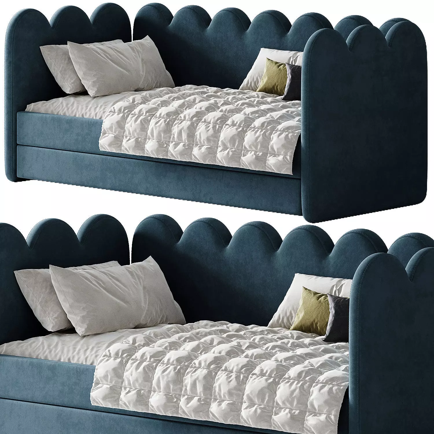 Childrens bed Tabby 90 Velvet Blue 3D model_0