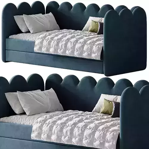 Childrens bed Tabby 90 Velvet Blue 3D model