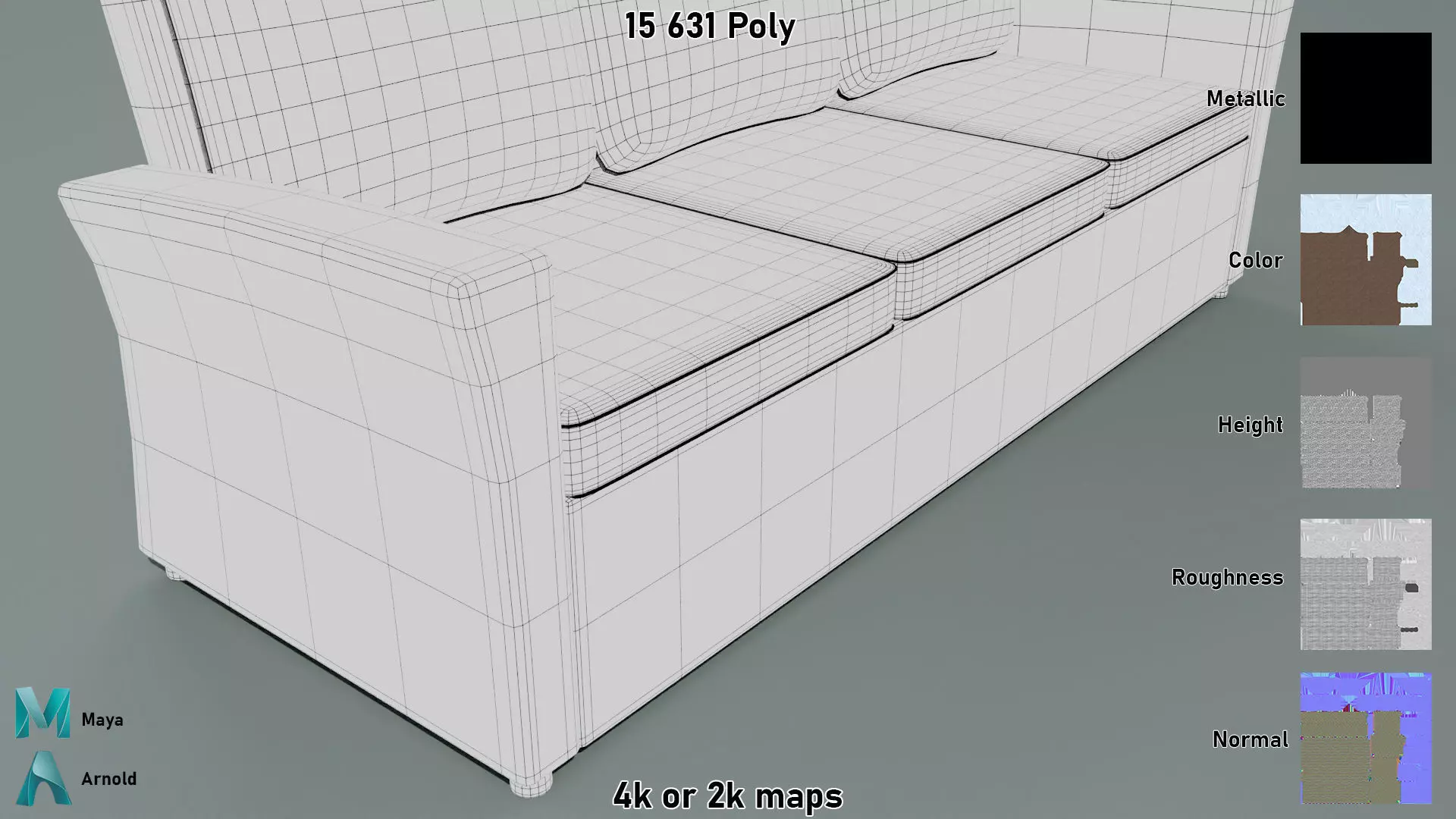 Wicker Sofa Low-poly 3D model_15