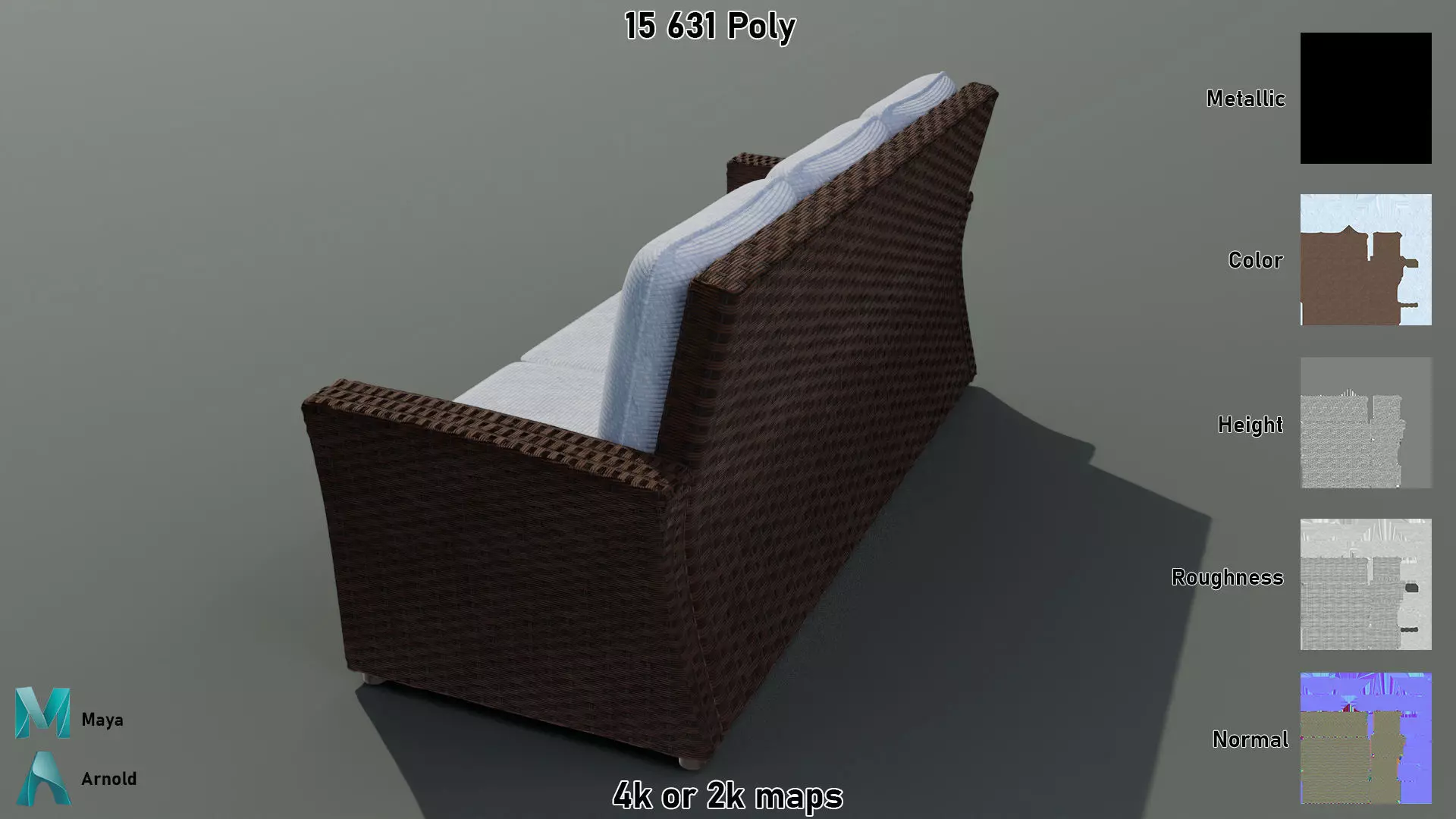 Wicker Sofa Low-poly 3D model_5