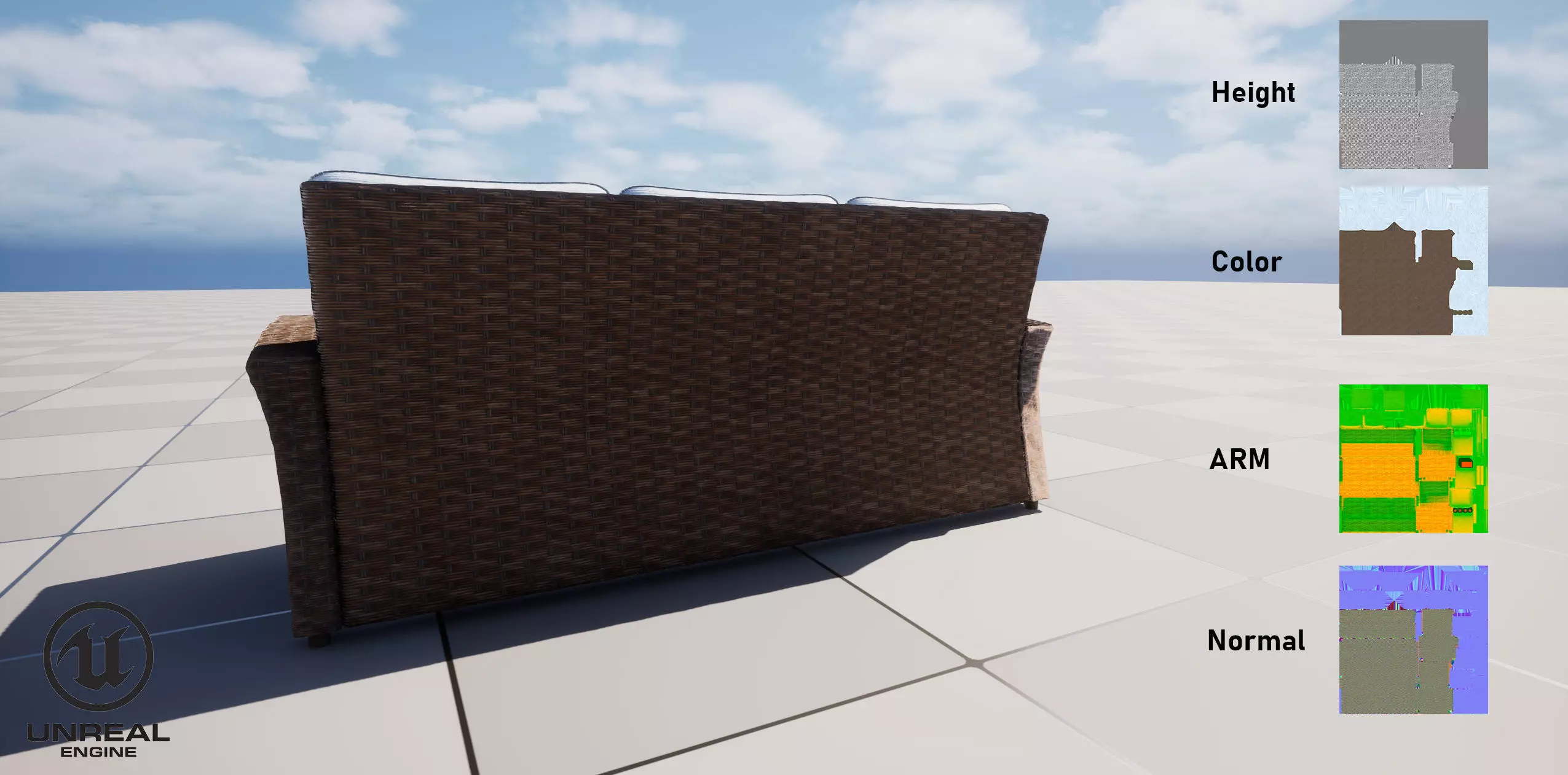 Wicker Sofa Low-poly 3D model_18