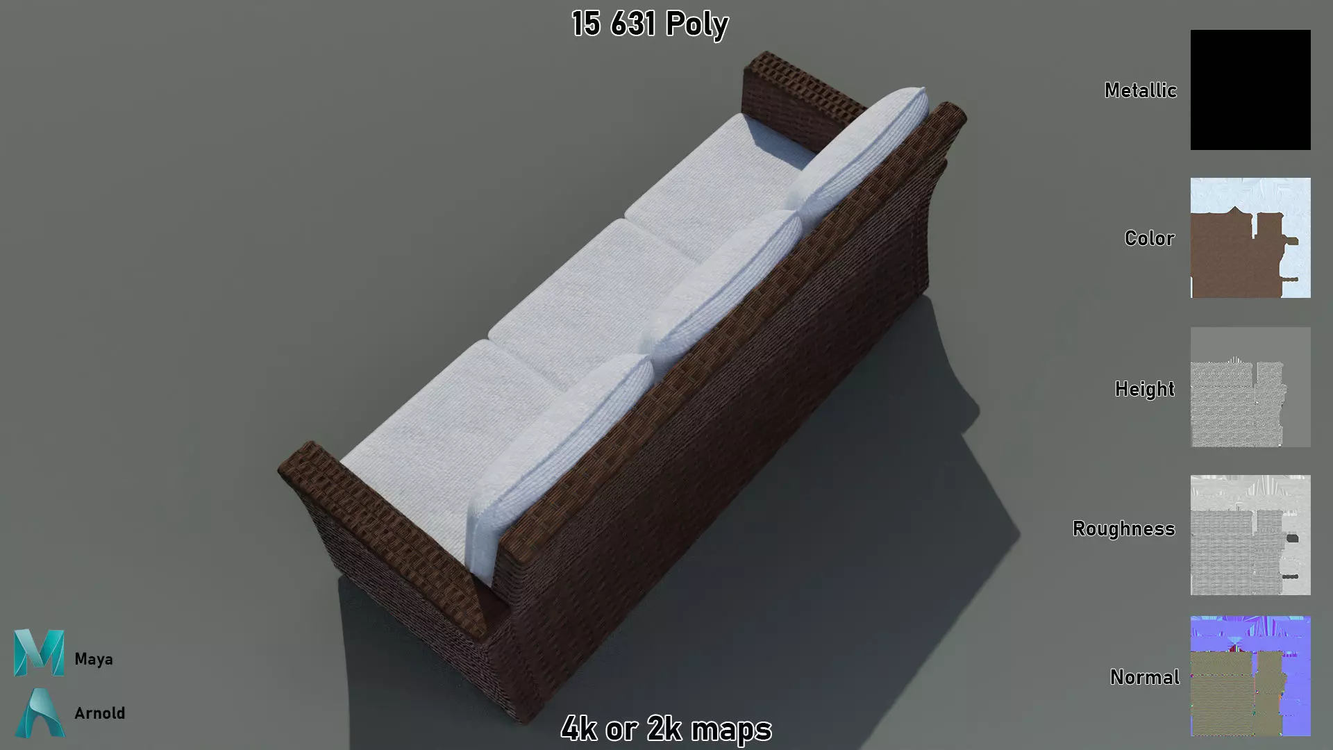 Wicker Sofa Low-poly 3D model_3