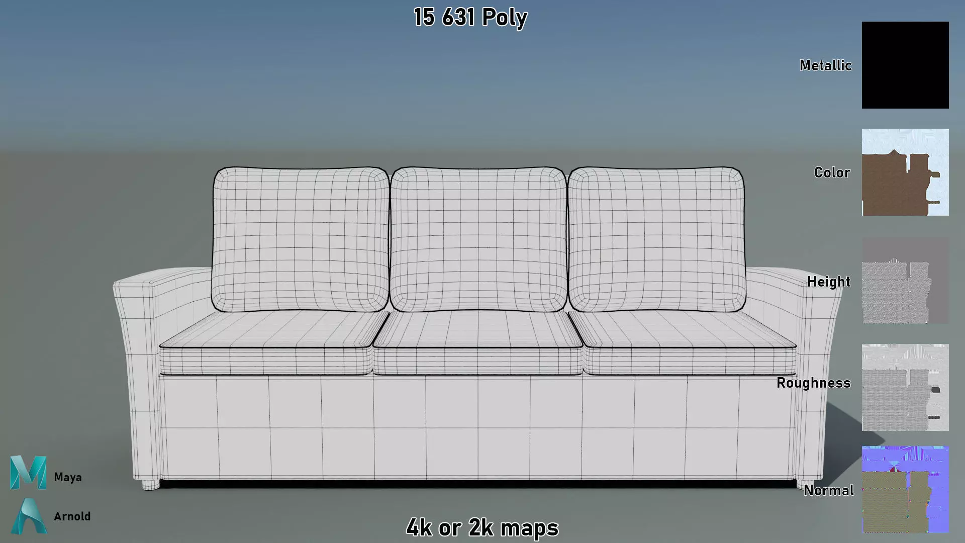 Wicker Sofa Low-poly 3D model_12