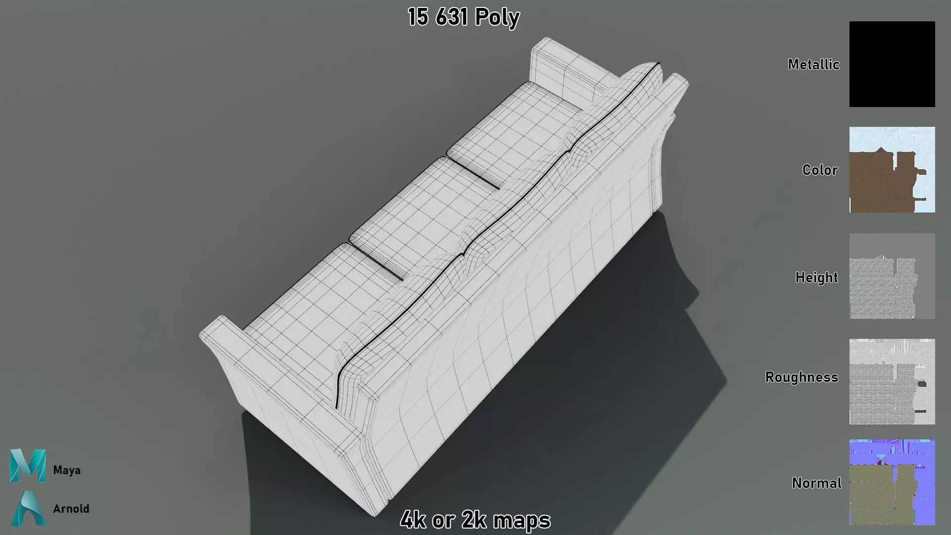 Wicker Sofa Low-poly 3D model_11