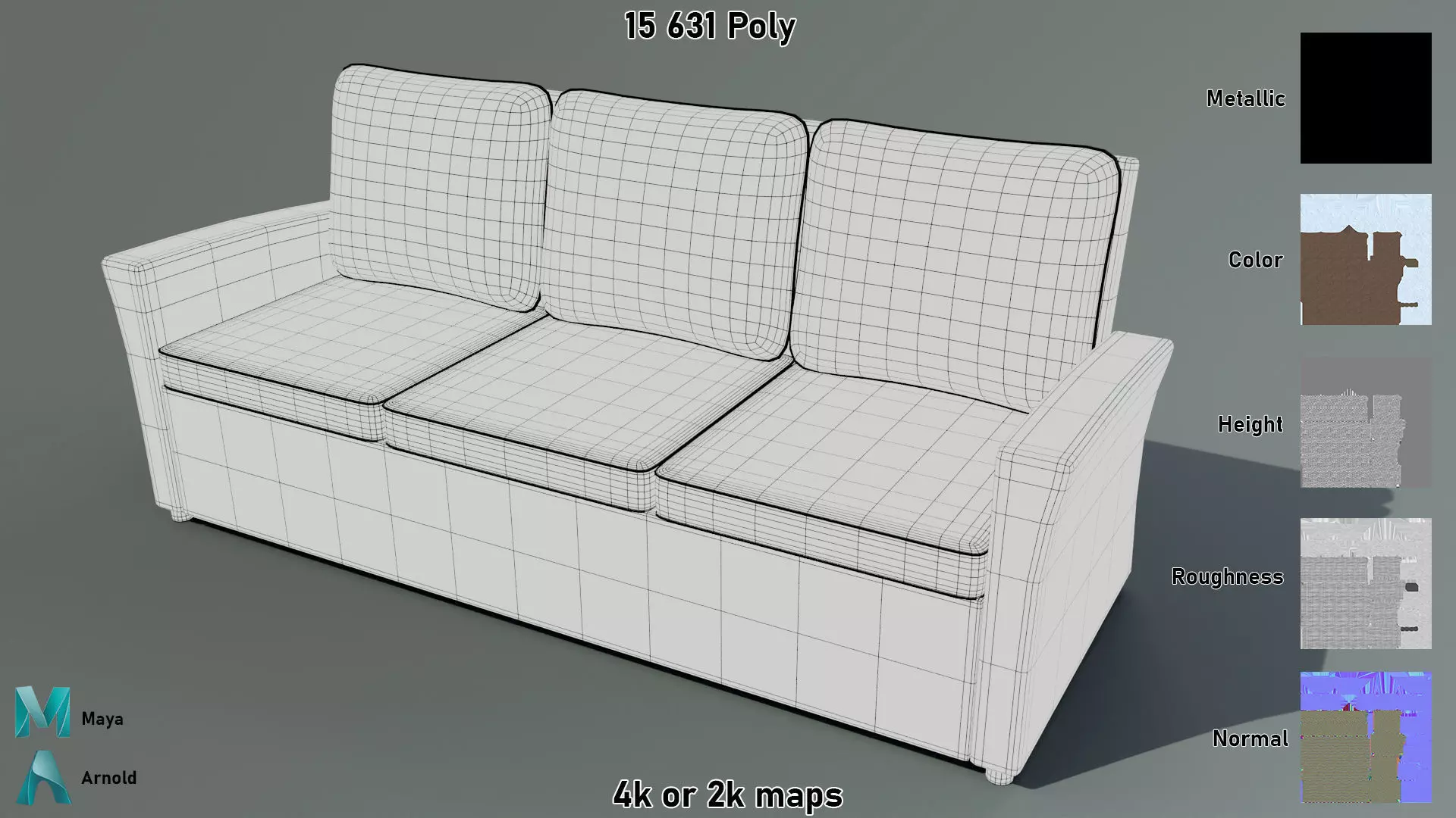 Wicker Sofa Low-poly 3D model_8