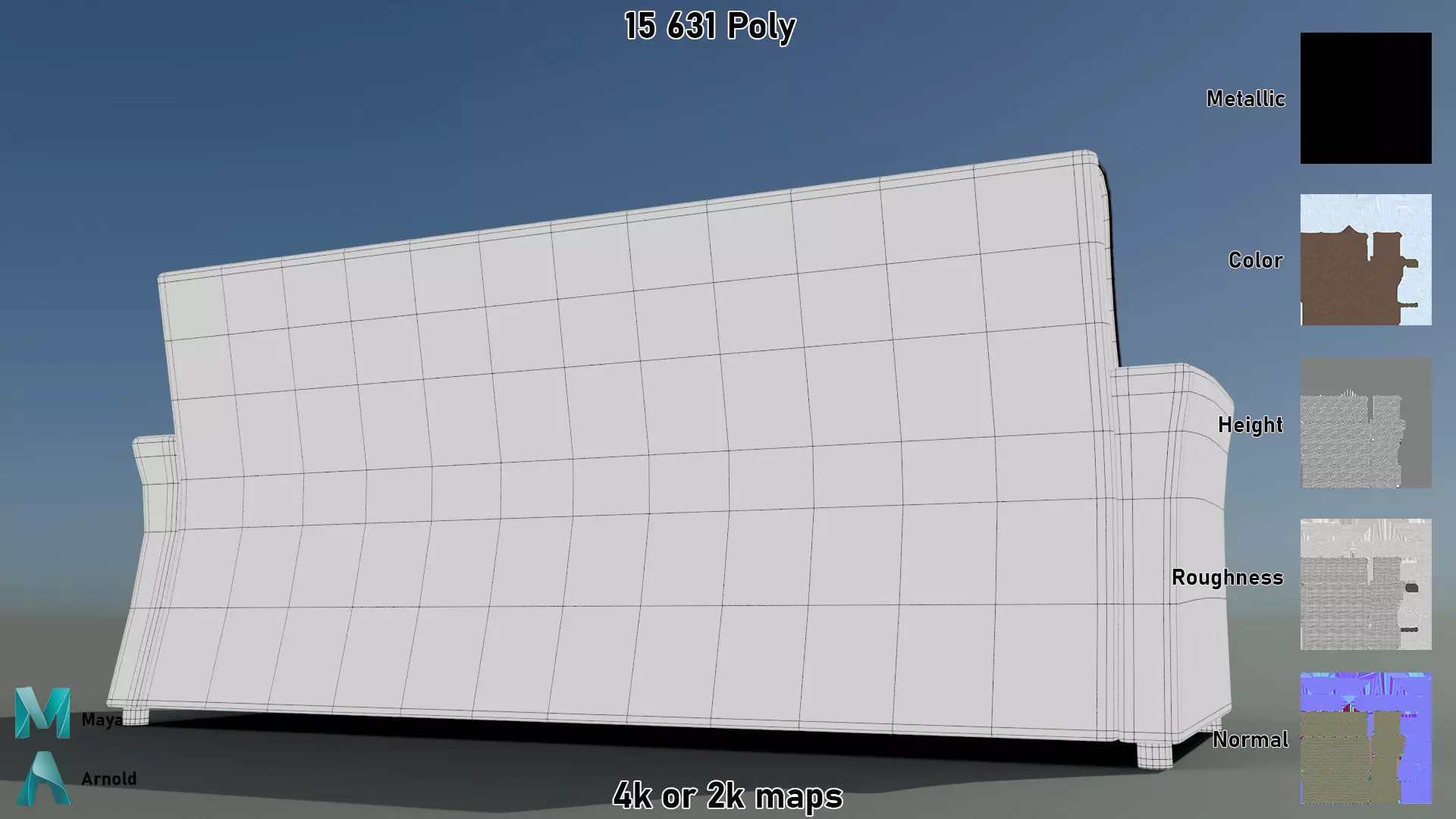 Wicker Sofa Low-poly 3D model_10