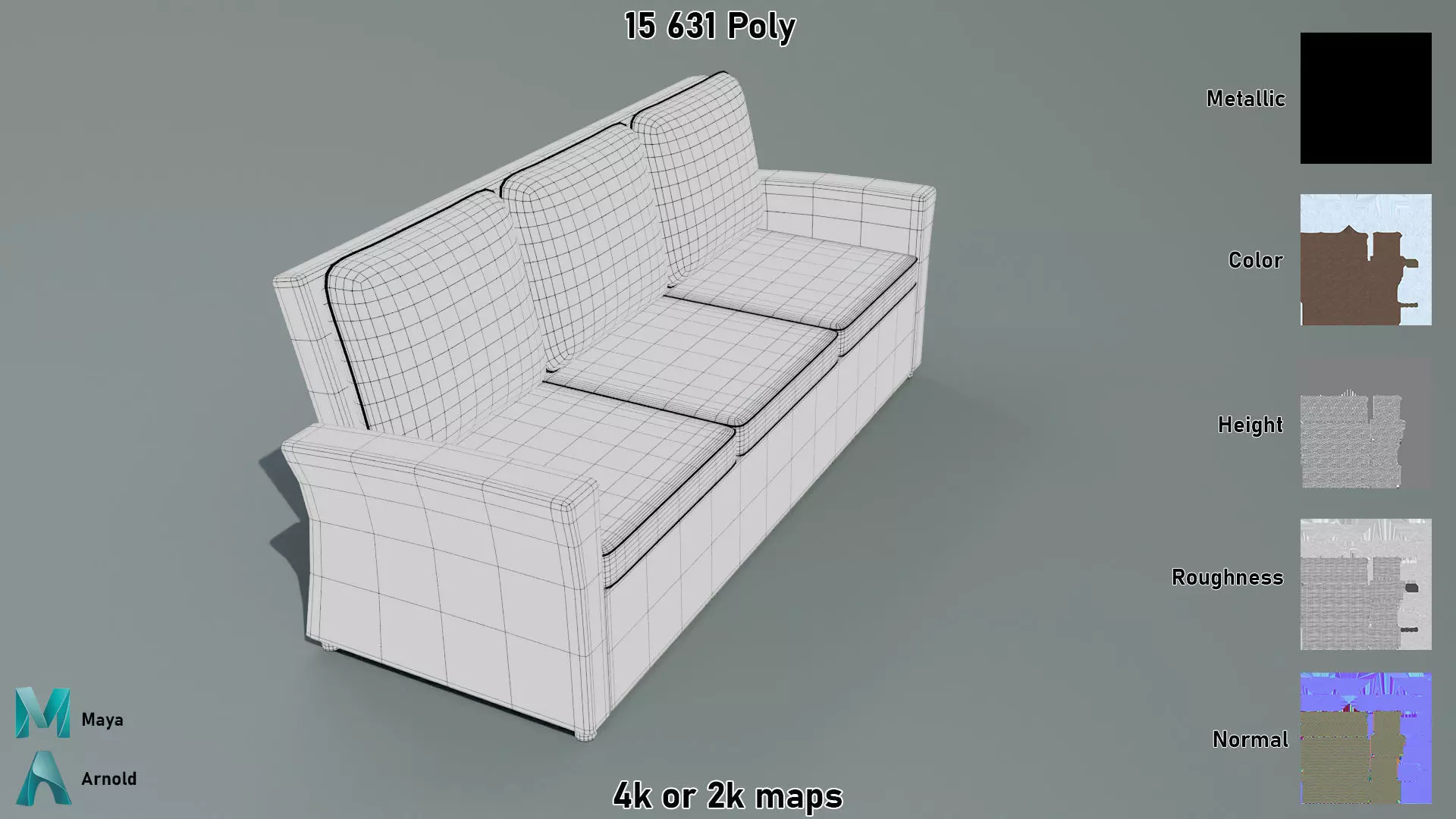 Wicker Sofa Low-poly 3D model_9