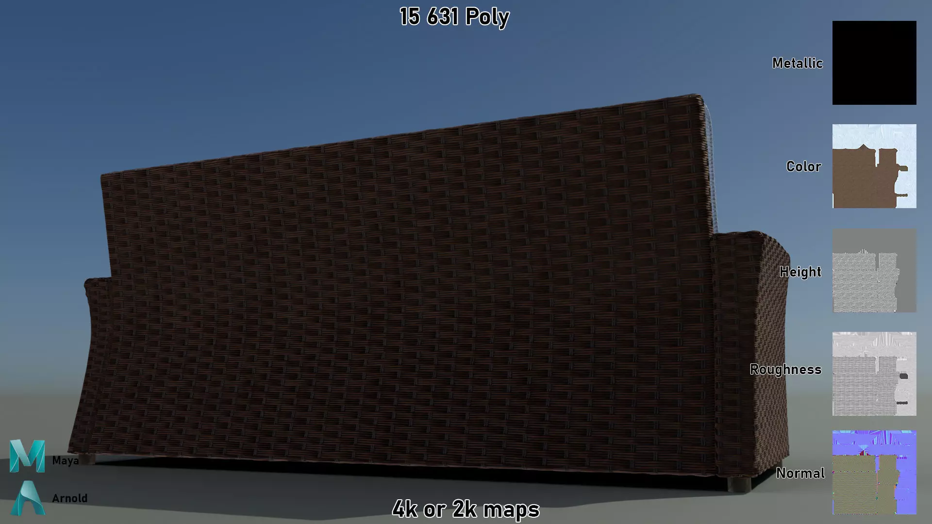 Wicker Sofa Low-poly 3D model_2