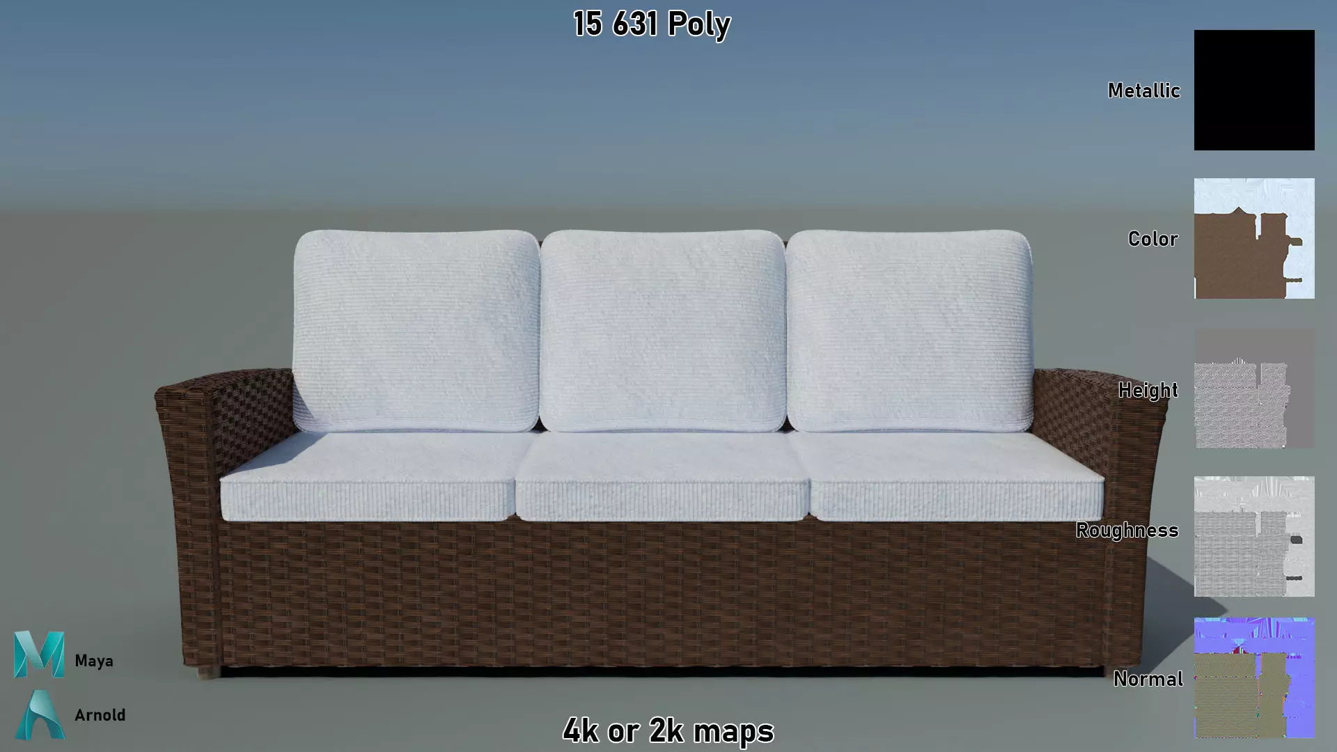 Wicker Sofa Low-poly 3D model_4