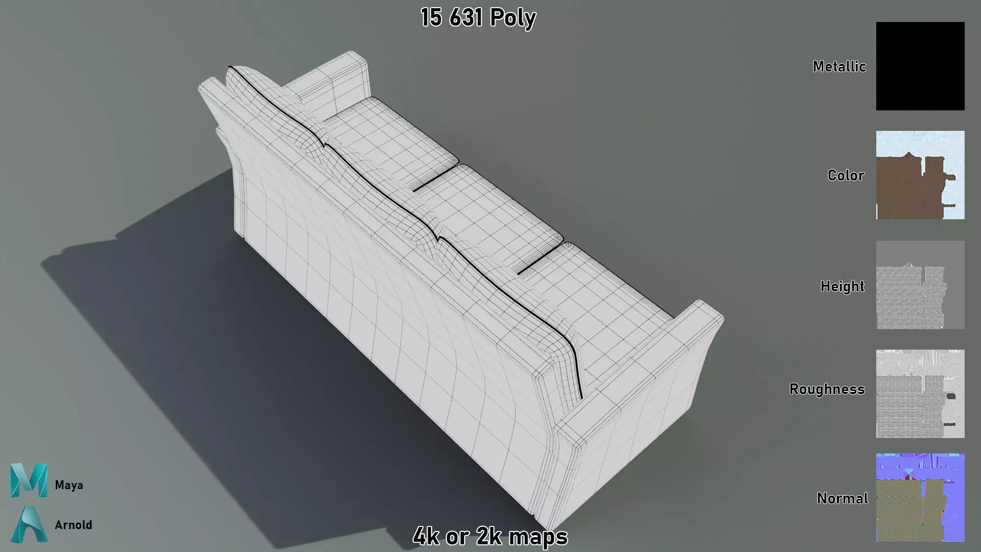 Wicker Sofa Low-poly 3D model_14
