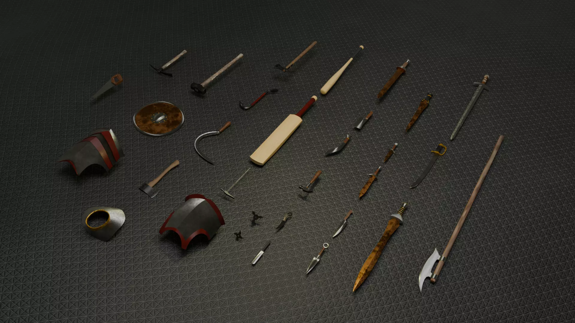 Low Poly Melee Weapon Pack  Optimized Topology Low-poly 3D model_1