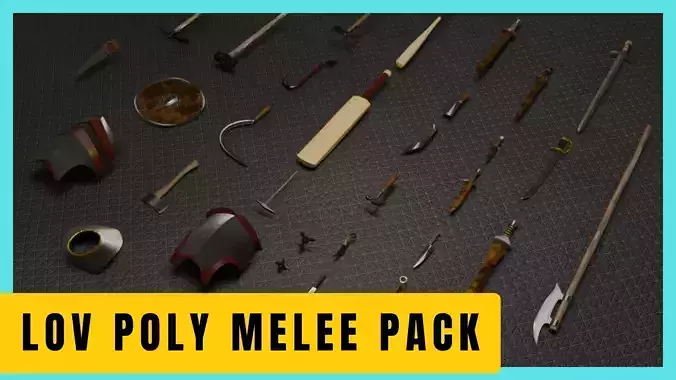Low Poly Melee Weapon Pack  Optimized Topology Low-poly 3D model