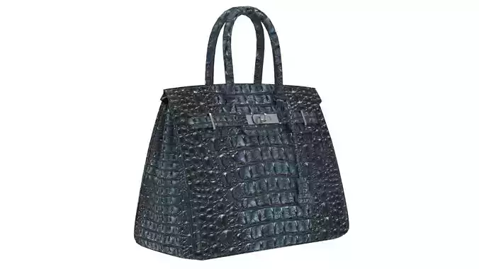 Hermes Crocodile Leather Bag Bleu Marine Navy Handbag 3D Model