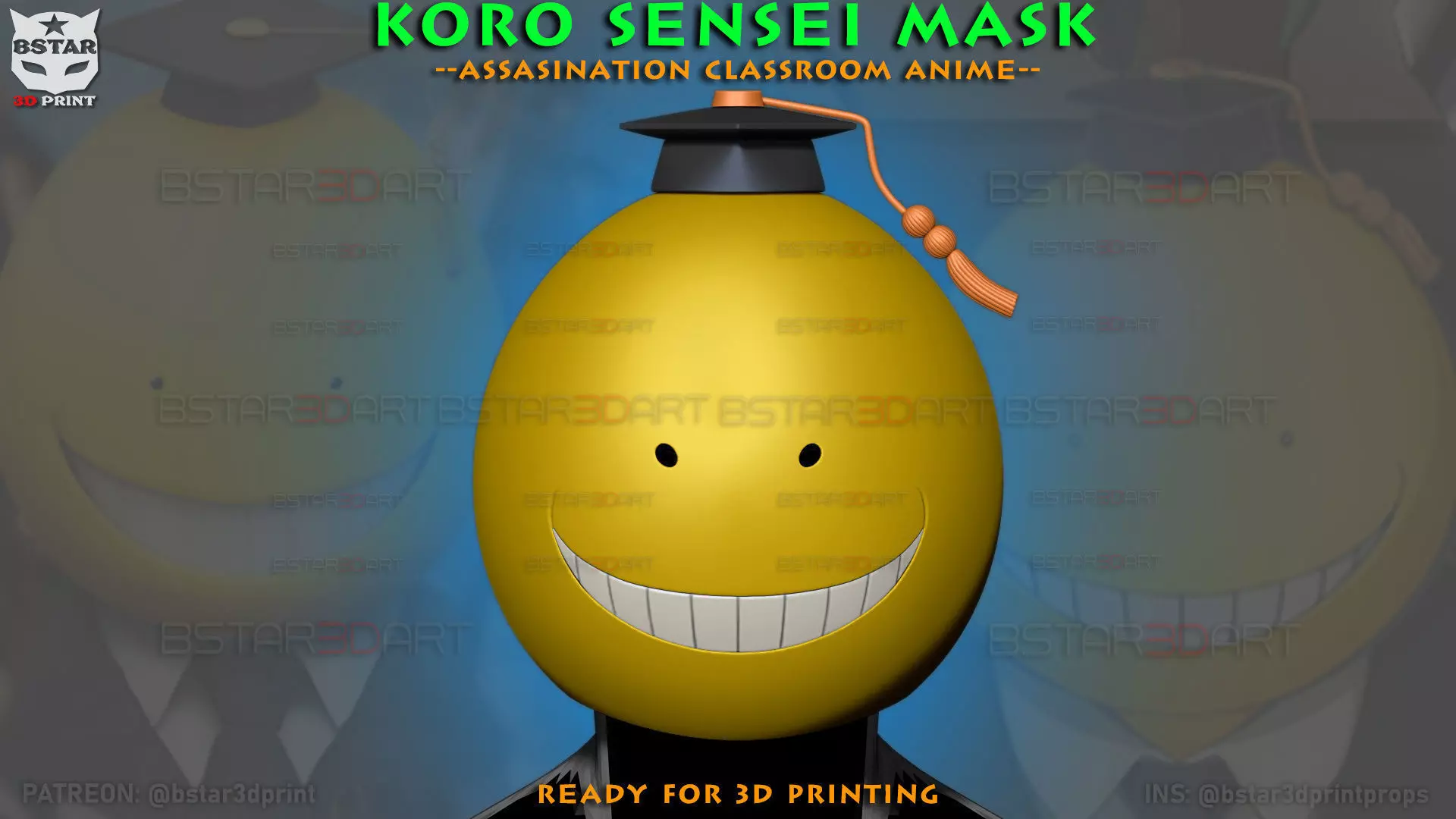 Korosensei Mask Cosplay - Assasination Classroom Anime 3D print model_4