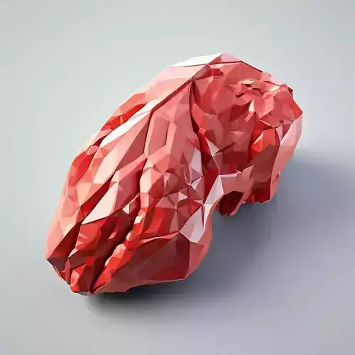 LowPoly Red Abstract Crystal Sculpture