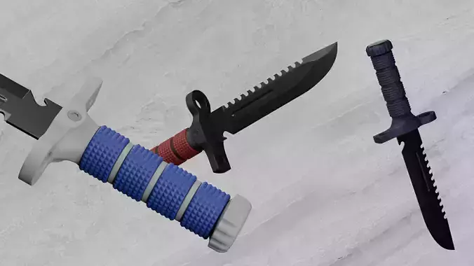 MK Fang Knife Tactical 3D Model Game Ready PBR Low Poly Low-poly 3D model