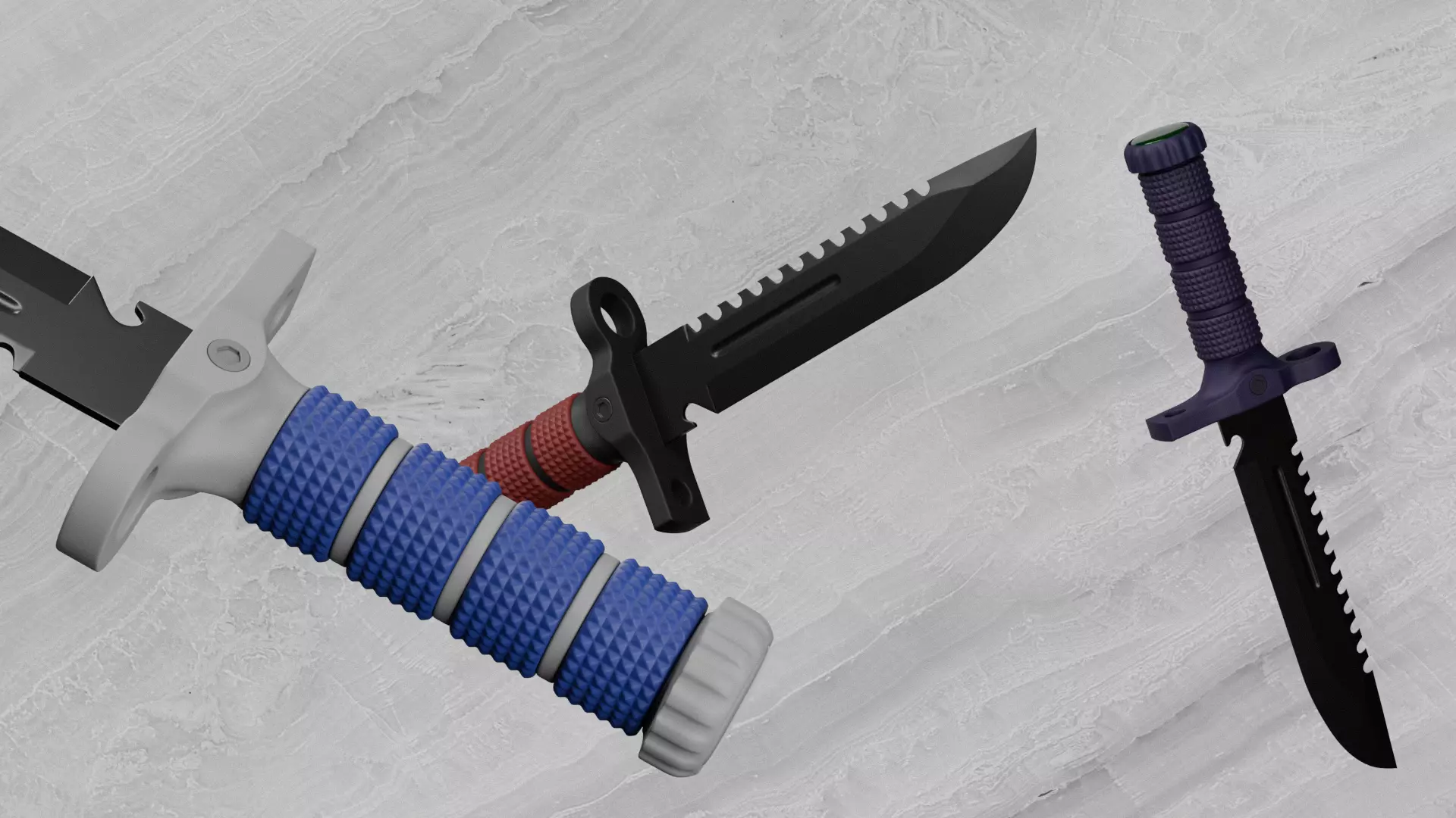 MK Fang Knife Tactical 3D Model Game Ready PBR Low Poly Low-poly 3D model_0