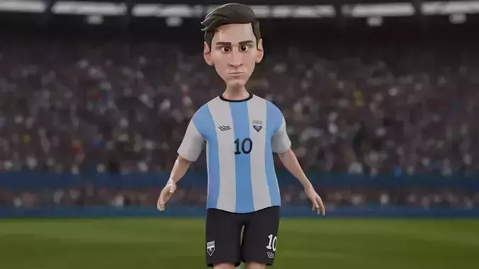 Messi Stylized Cartoon Caricature Footballer Low-poly 3D model