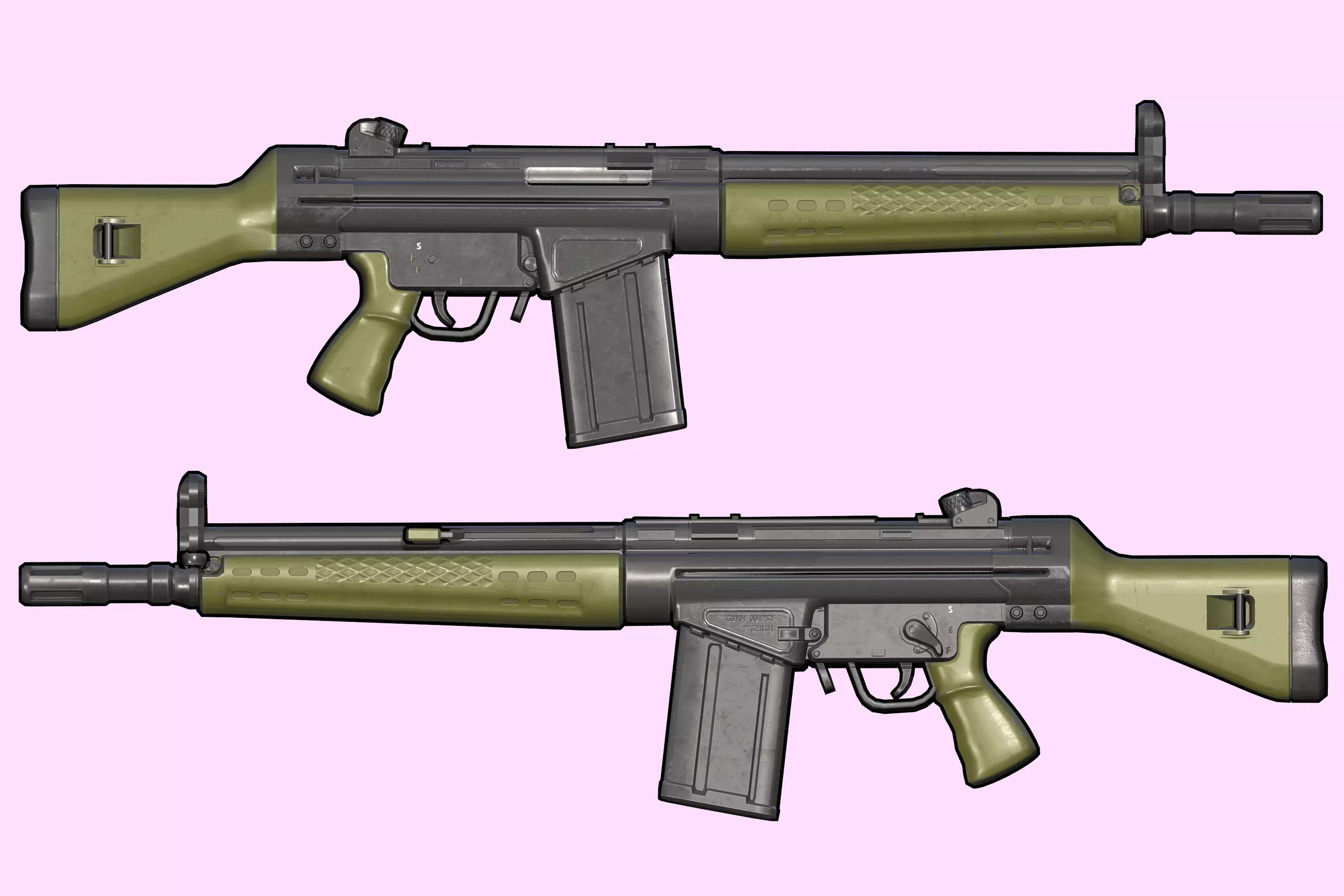 Stylized G3 rifle model Low-poly 3D model_3