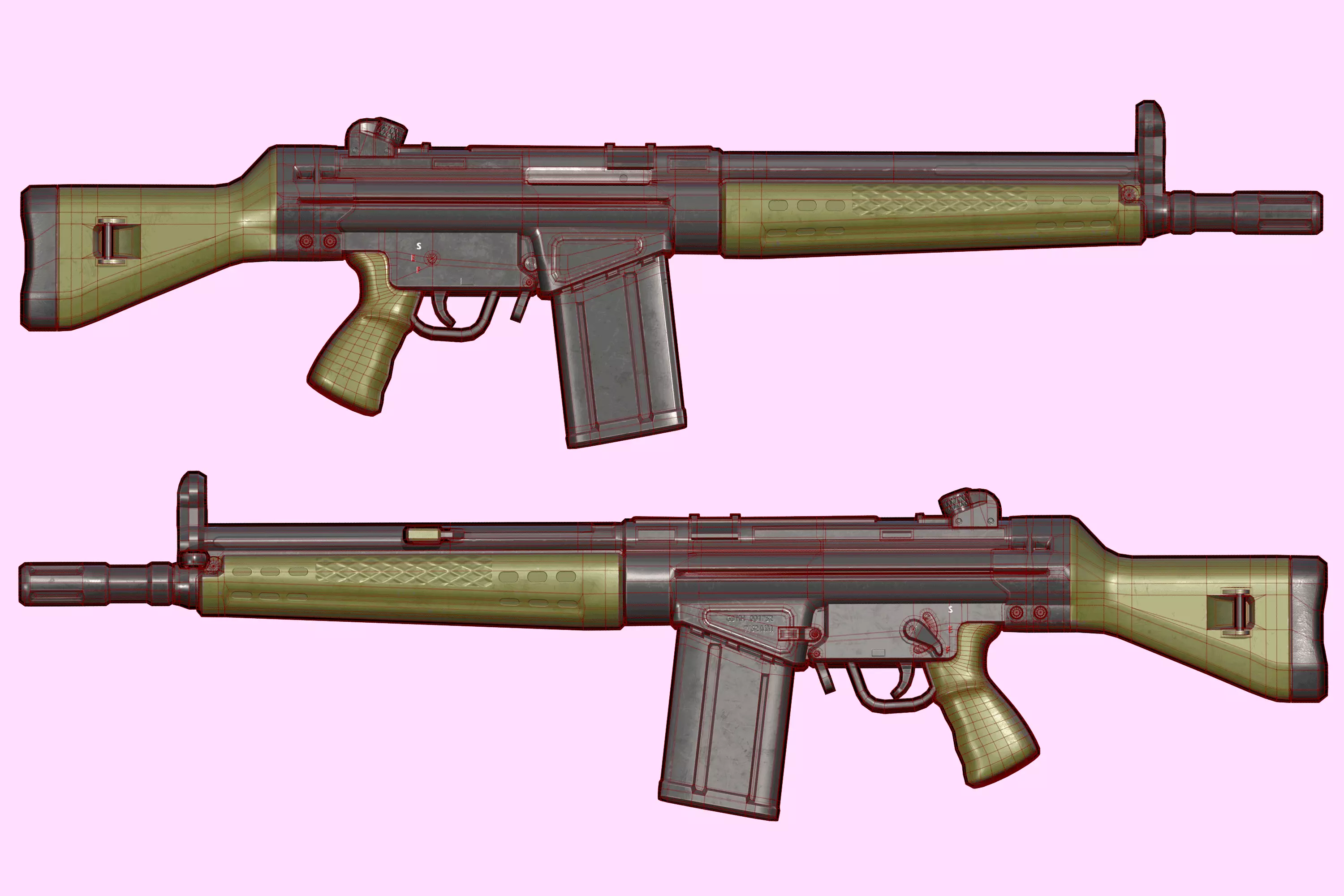 Stylized G3 rifle model Low-poly 3D model_4