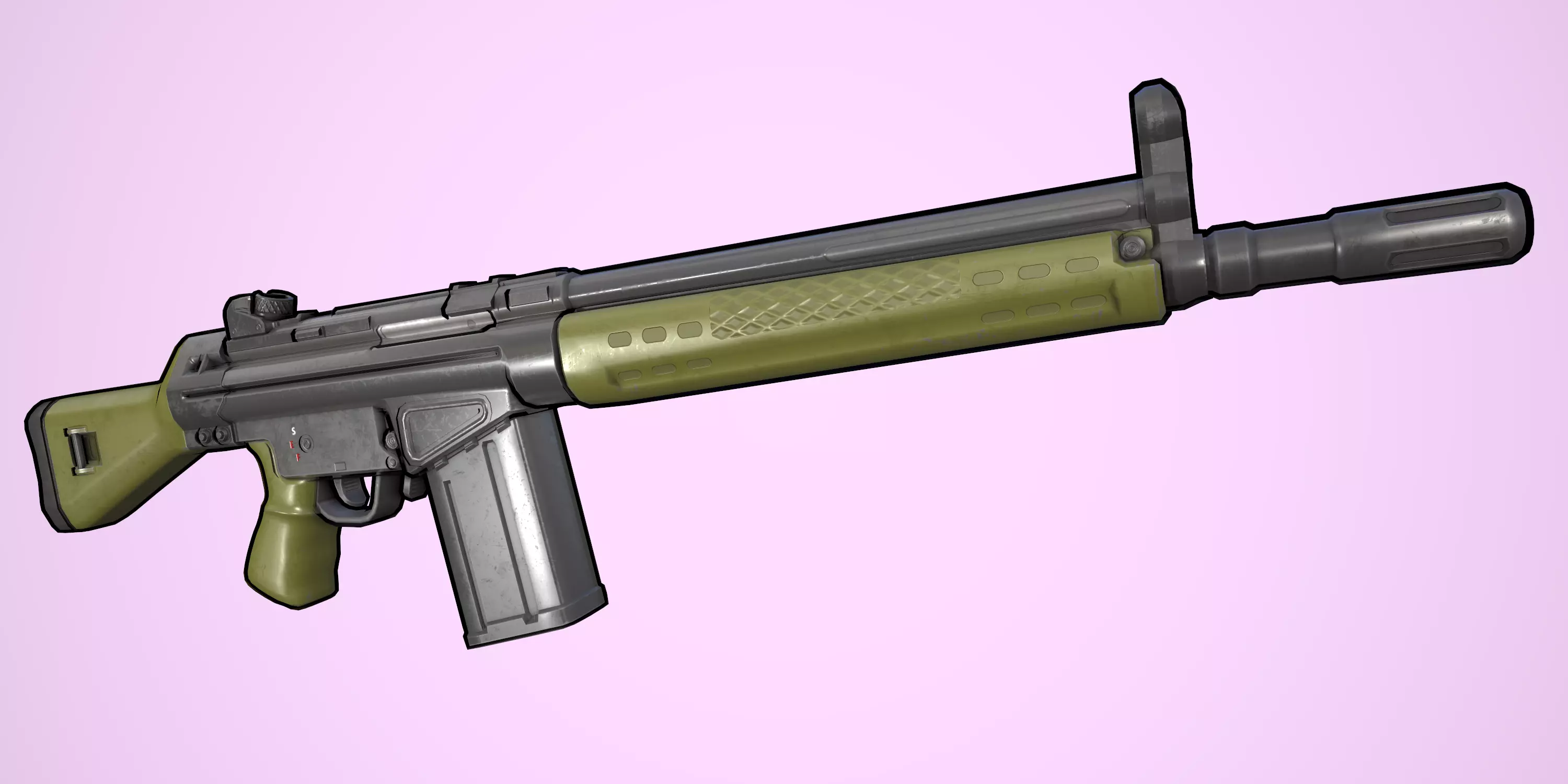 Stylized G3 rifle model Low-poly 3D model_0