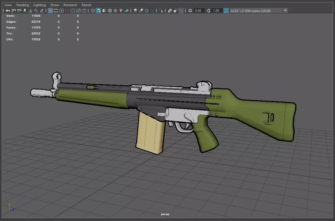 Stylized G3 rifle model Low-poly 3D model_5
