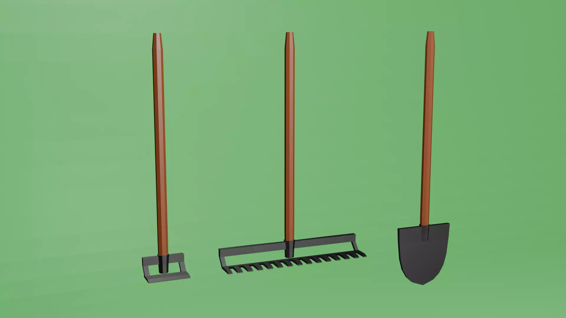 Garden tool kit Free low-poly 3D model