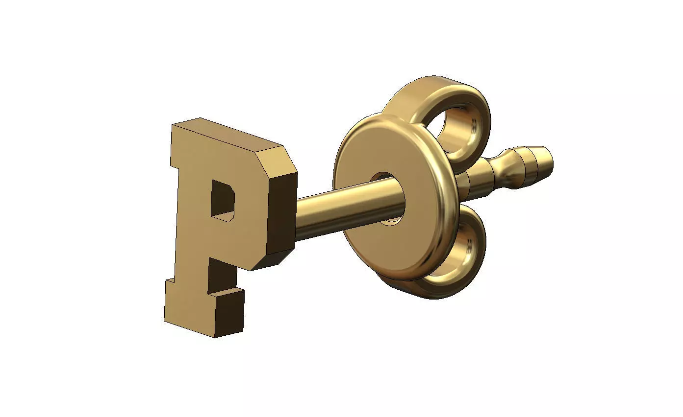 P letter varsity font stud earring 3D print model