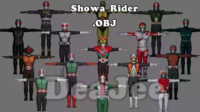 Showa rider  low poly Low-poly 3D model