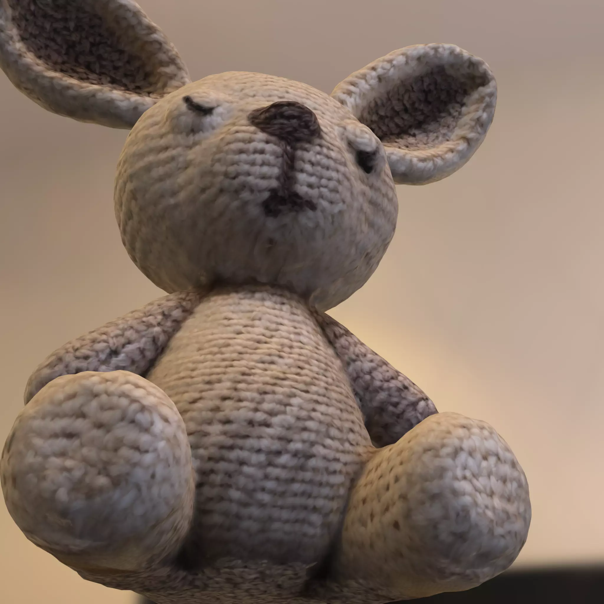 Crochet Bunny Plush Low-poly 3D model_4