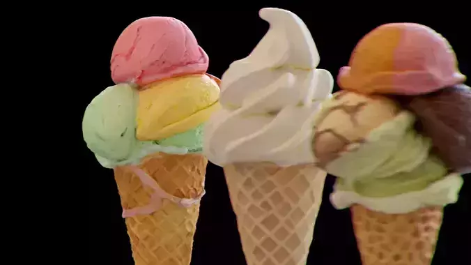 Triple Ice Cream Cone Collection 3D model 7