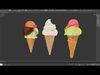 Triple Ice Cream Cone Collection 3D model_1