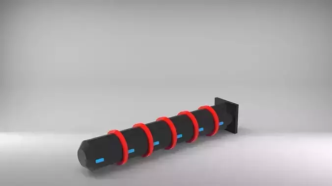 Cylindrical Pipe with Red Clamps 