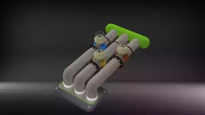 Sci-Fi Multi-Pipe System with Valves