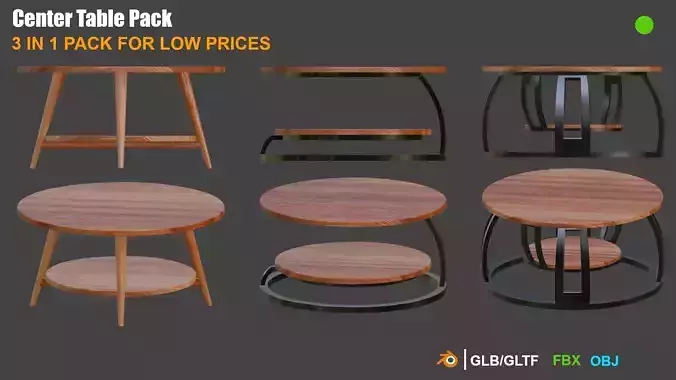 PBR Modern Center Table Furniture Pack Low-poly 3D model