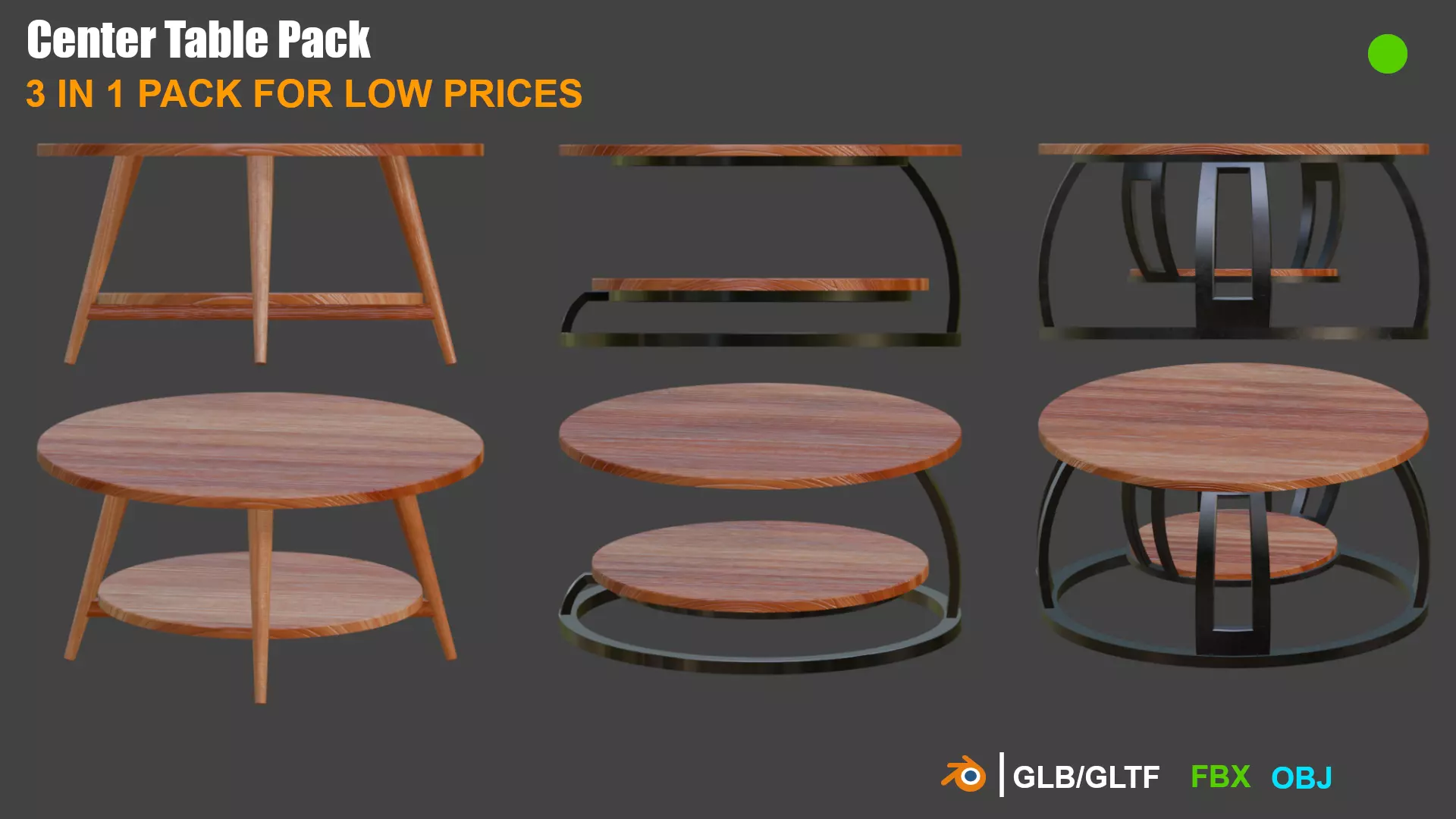 PBR Modern Center Table Furniture Pack Low-poly 3D model_0